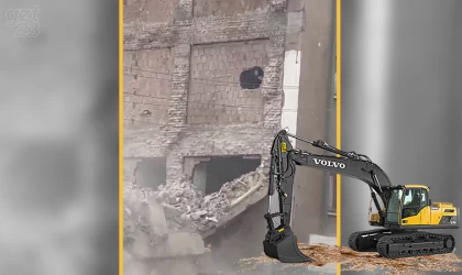 Hasarlı binayı yıkarken sağlam bina zarar gördü