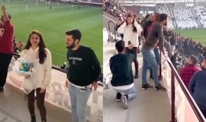 Tribünde evlilik teklifi