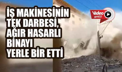 İş makinesinin tek darbesi ile yıkıldı